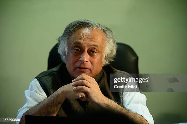Congress leader and Union Rural Development Minister Jairam Ramesh during an interview on January 25, 2014 in New Delhi, India.