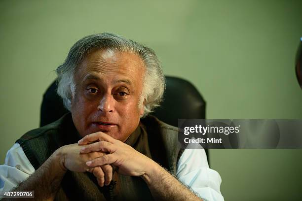 Congress leader and Union Rural Development Minister Jairam Ramesh during an interview on January 25, 2014 in New Delhi, India.