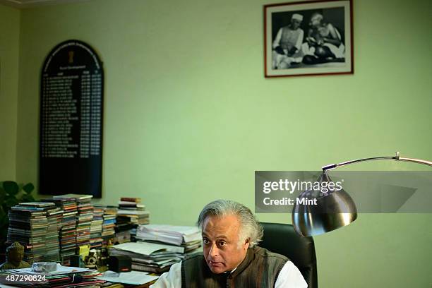 Congress leader and Union Rural Development Minister Jairam Ramesh during an interview on January 25, 2014 in New Delhi, India.