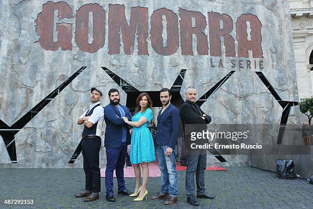 Marco D'Amore, Salvatore Esposito, Maria Pia Calzone, Marco Parvetti and Fortunato Cerlino attend the 'Gomorra - La Serie' photocall at The Space...