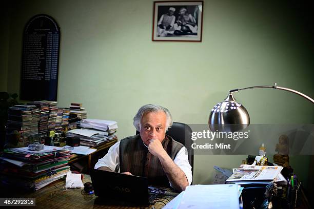 Congress leader and Union Rural Development Minister Jairam Ramesh during an interview on January 25, 2014 in New Delhi, India.