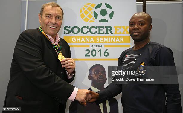 Duncan Revie, CEO of Soccerex and Chief Nana Gyambibi Kwasi Boachie following the announcement that Soccerex will hold a seminar in Ghana in 2016...
