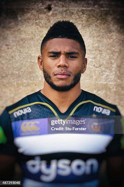 Kyle Eastmond of Bath poses for a portrait at the photocall held at Farleigh House on September 8, 2015 in Bath, England.