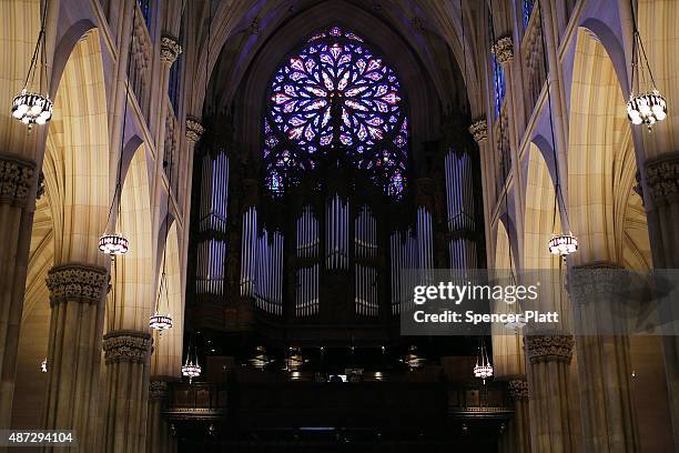 St. Patrick's Cathedral, the seat of the Roman Catholic Archdiocese of New York, is viewed on September 8, 2015 in New York City. Just in time for...