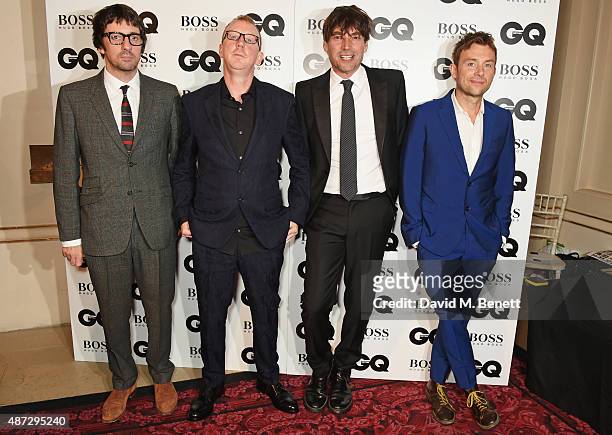 Graham Coxon, Dave Rowntree, Alex James and Damon Albarn of Blur attend the GQ Men Of The Year Awards at The Royal Opera House on September 8, 2015...