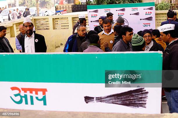 People coming to membership of Aam Aadmi Party at its office in Kaushambi on January 8, 2014 in Ghaziabad, India. Born out of anti-corruption and Jan...