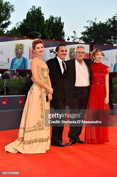 Lidya Liberman, Piergiorgio Bellocchio, Marco Bellocchio and Alba Rohrwacher attends a premiere for 'Blood Of My Blood' during the 72nd Venice Film...