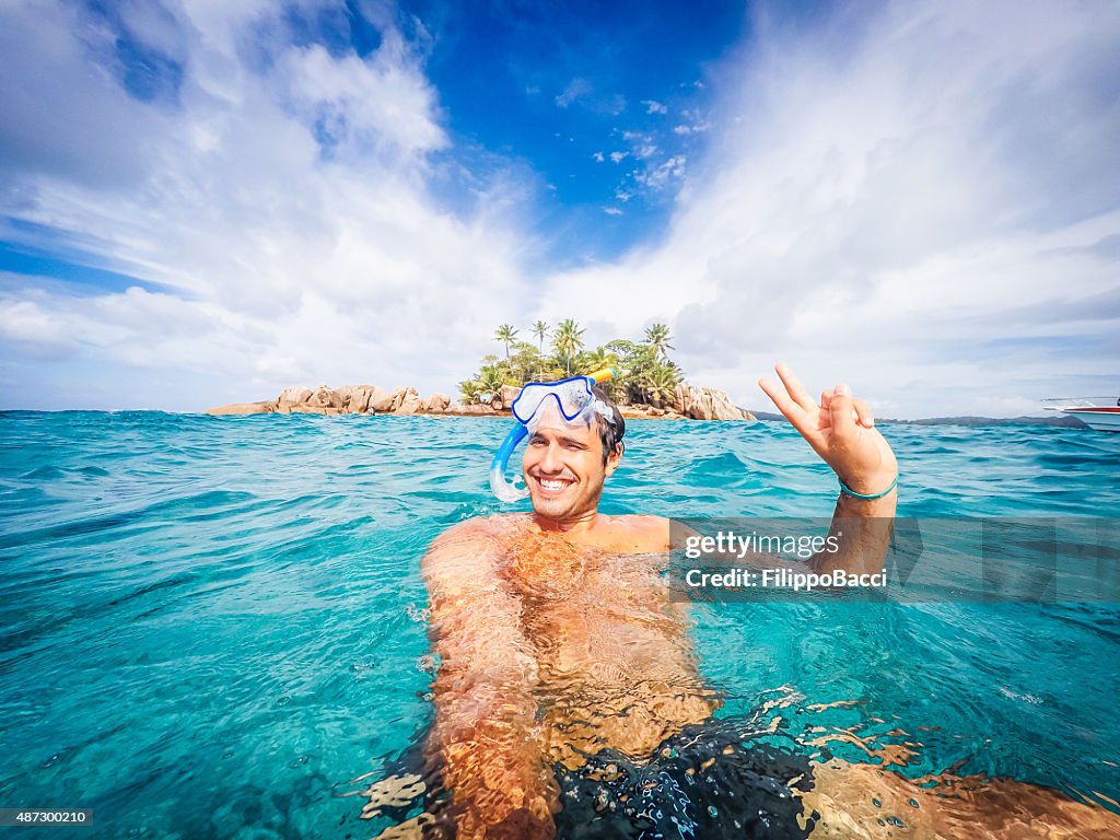 Swimmer Selfie In A Tropical Sea