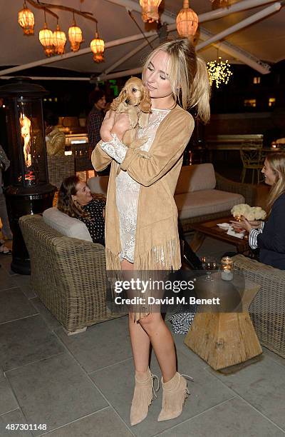 Kimberley Garner attends the Nine by Savannah Miller for Debenhams Launch Party at The Roof Terrace, Ham Yard Hotel on September 8, 2015 in London,...