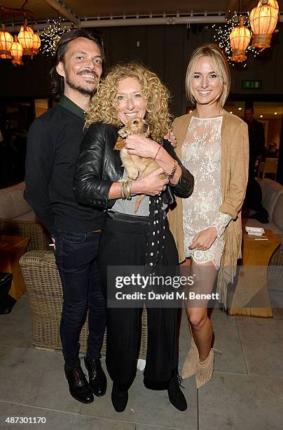 Matthew Williamson, Kelly Hoppen and Kimberley Garner attend the Nine by Savannah Miller for Debenhams Launch Party at The Roof Terrace, Ham Yard...