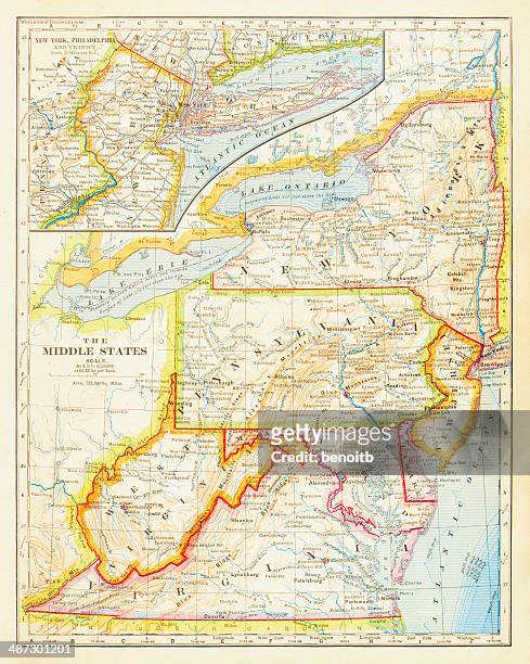 1883 middle states map - lake erie 幅插畫檔、美工圖案、卡通及圖標