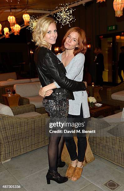 Savannah Miller and Sienna Miller attend the Nine by Savannah Miller for Debenhams Launch Party at The Roof Terrace, Ham Yard Hotel on September 8,...