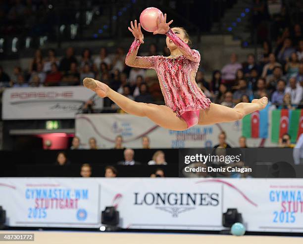 Jae Yeon Son of South Korea competes during the 34th Rhythmic Gymnastics World Championships on September 8, 2015 in Stuttgart, Germany.