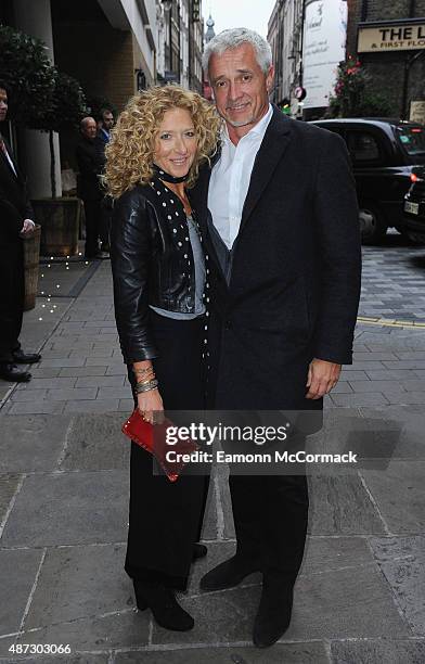 Kelly Hoppen and John Gardiner attend the launch of Nine by Savannah Miller for Debenhams at Ham Yard Hotel on September 8, 2015 in London, England.
