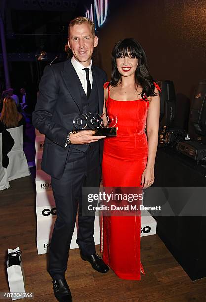 Christopher Raeburn , winner of Breakthrough Designer of the Year, and Daisy Lowe attend the GQ Men Of The Year Awards at The Royal Opera House on...