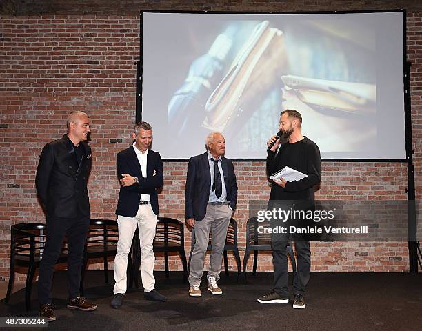 Cristiano Barbazza, Rudy Barbazza and Simone Barbazza attend a party for 'Rudy Project' 30th Anniversary Party during the 72nd Venice Film Festival...