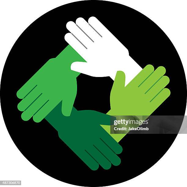 ilustraciones, imágenes clip art, dibujos animados e iconos de stock de manos icono verde - hands circle