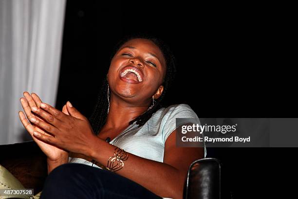 Singer Lizz Wright is interviewed during 'The Experience With Lizz Wright' at the DuSable Museum on September 3, 2015 in Chicago, Illinois.