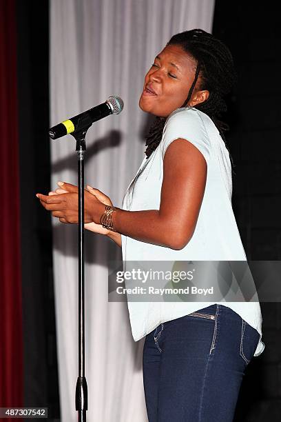 Singer Lizz Wright performs during 'The Experience With Lizz Wright' at the DuSable Museum on September 3, 2015 in Chicago, Illinois.