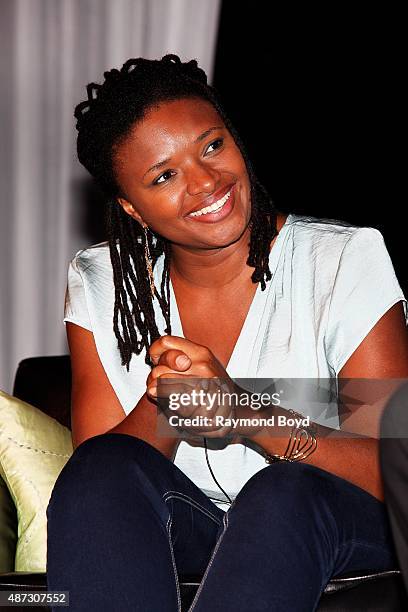 Singer Lizz Wright is interviewed during 'The Experience With Lizz Wright' at the DuSable Museum on September 3, 2015 in Chicago, Illinois.