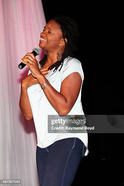 Singer Lizz Wright performs during 'The Experience With Lizz Wright' at the DuSable Museum on September 3, 2015 in Chicago, Illinois.