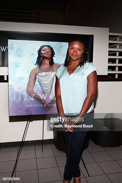 Singer Lizz Wright poses for photos during 'The Experience With Lizz Wright' at the DuSable Museum on September 3, 2015 in Chicago, Illinois.