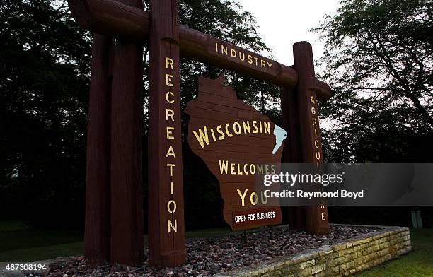 Wisconsin Welcomes You' signage on August 31, 2015 in Sheboygan, Wisconsin.