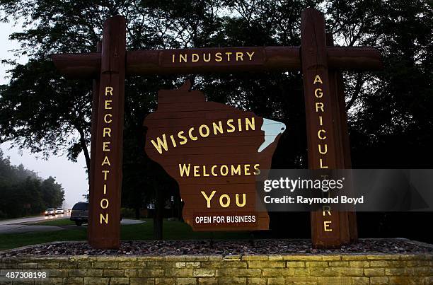 Wisconsin Welcomes You' signage on August 31, 2015 in Sheboygan, Wisconsin.