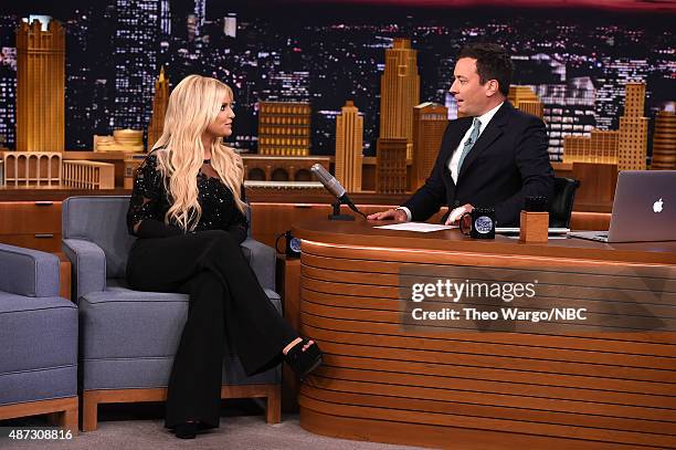 Jessica Simpson Visits "The Tonight Show Starring Jimmy Fallon" at Rockefeller Center on September 8, 2015 in New York City.