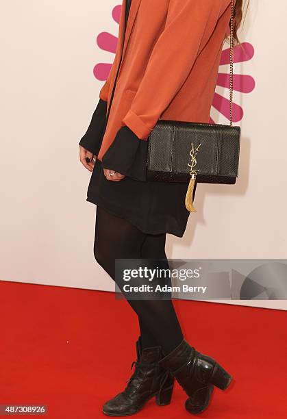 Laura Osswald, purse detail, attends the VPRT summer reception on September 8, 2015 in Berlin, Germany.