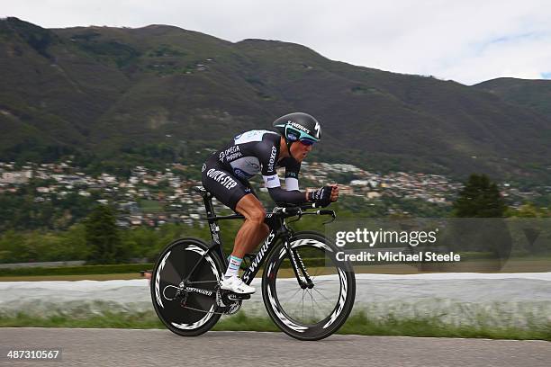 Michal Kwiatkowski of Poland and Omega Pharma-Quick Step on his way to victory during the 5.57km Prologue stage of the Tour de Romandie on April 29,...