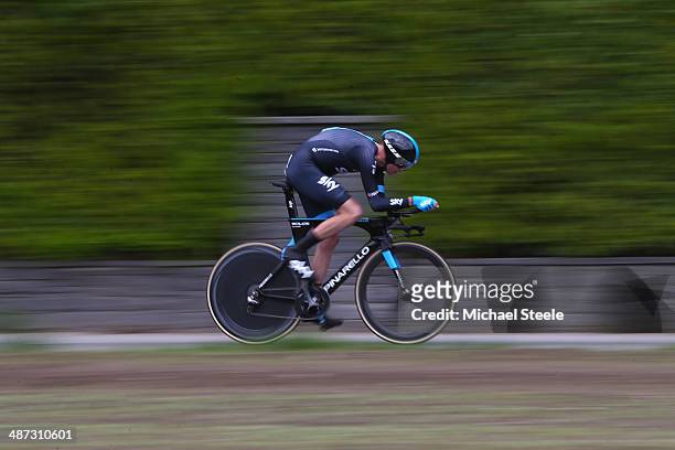 Chris Froome of Great Britain and Team Sky during the 5.57km Prologue stage of the Tour de Romandie on April 29, 2014 in Ascona, Switzerland.