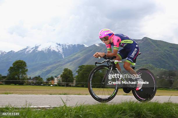 Roberto Ferrari of Italy and Team Lampre-Merida during the 5.57km Prologue stage of the Tour de Romandie on April 29, 2014 in Ascona, Switzerland.