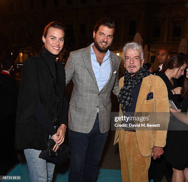 Alana Bunte, Casimir Sayn-Wittgenstein and Nicky Haslam attend the launch of the Academicians' Room private members club in The Keeper's House at The...