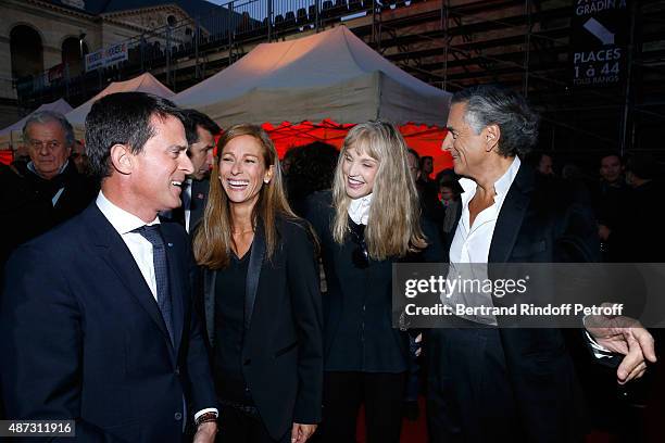 French Prime Minister Manuel Valls and his wife Music Booking of the Opera Anne Gravoin with Stage Director of the Opera Arielle Dombasle and her...