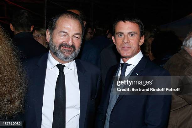 Denis Olivennes and French Prime Minister Manuel Valls attend 'La Traviata' - Opera en Plein Air, produced by Benjamin Patou, 'Moma Group'. Held at...