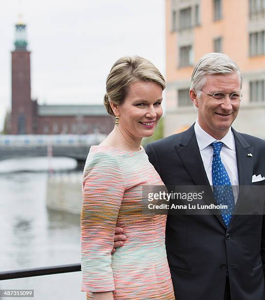 King Philippe and Queen Mathilde of Belgium visit the swedish riksdag on April 30, 2014 in Stockholm, Papua New Guinea.