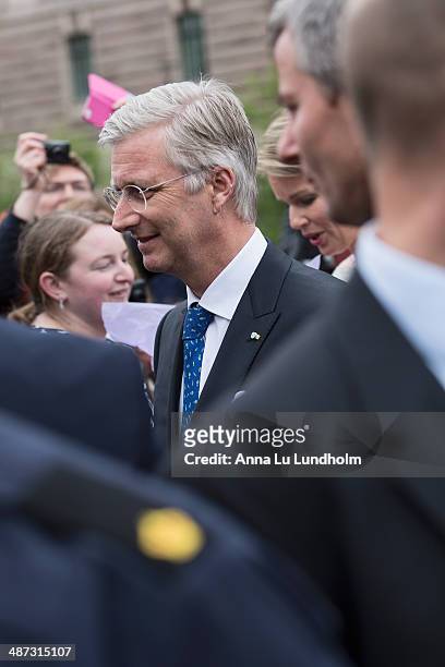 King Philippe of Belgium visits the swedish Riksdag on April 29, 2014 in Stockholm, Sweden.