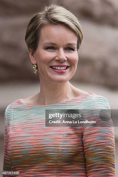 Queen Mathilde of Belgium visits the swedish Riksdag on April 29, 2014 in Stockholm, Sweden.