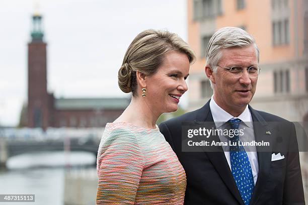 King Philippe and Queen Mathilde of Belgium visit the swedish Riksdag on April 29, 2014 in Stockholm, Sweden.