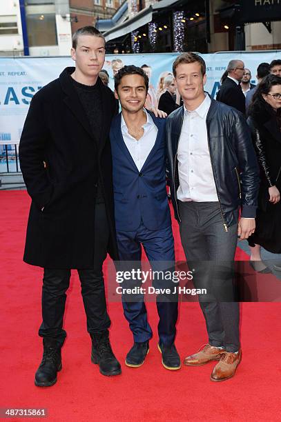 Will Poulter, Sebastian De Souza and Ed Speleers attend the UK premiere of 'Plastic' on April 29, 2014 in London, England.