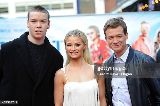 Will Poulter, Emma Rigby and Ed Speleers attend the UK premiere of 'Plastic' on April 29, 2014 in London, England.