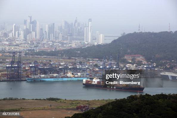 Msc Rania Maersk and MSC container ships sit at the port in Panama City,... News ...