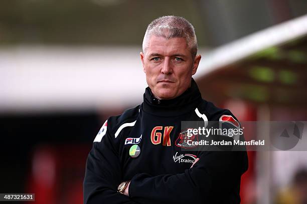 Manager of Carlisle United Graham Kavanagh looks on during the Sky Bet League One match between Crawley Town and Carlisle United at The...