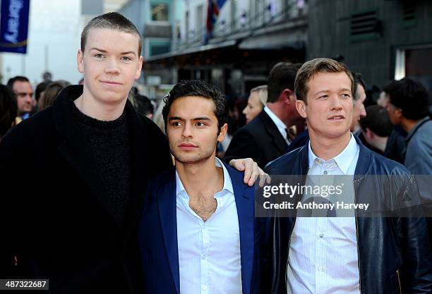 Will Poulter, Sebastian de Souza and Ed Speleers attend the UK Premiere of "Plastic" at Odeon West End on April 29, 2014 in London, England.