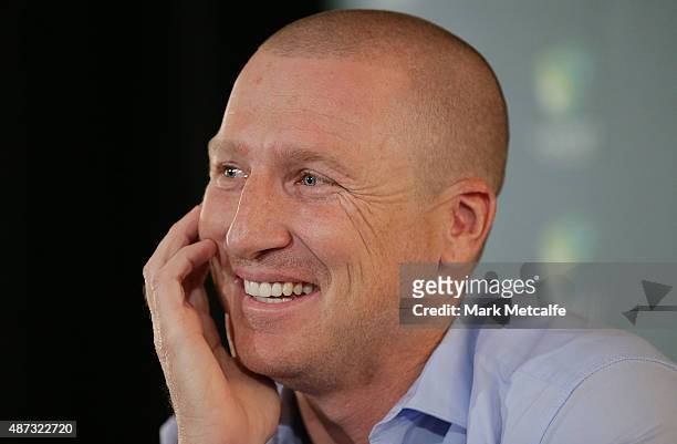Brad Haddin announces his retirement from cricket during a press confrerence at Sydney Cricket Ground on September 9, 2015 in Sydney, Australia.