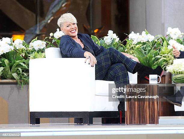 Pink attends "The Ellen DeGeneres Show" Season 13 bi-coastal premiere at Rockefeller Center on September 8, 2015 in New York City.