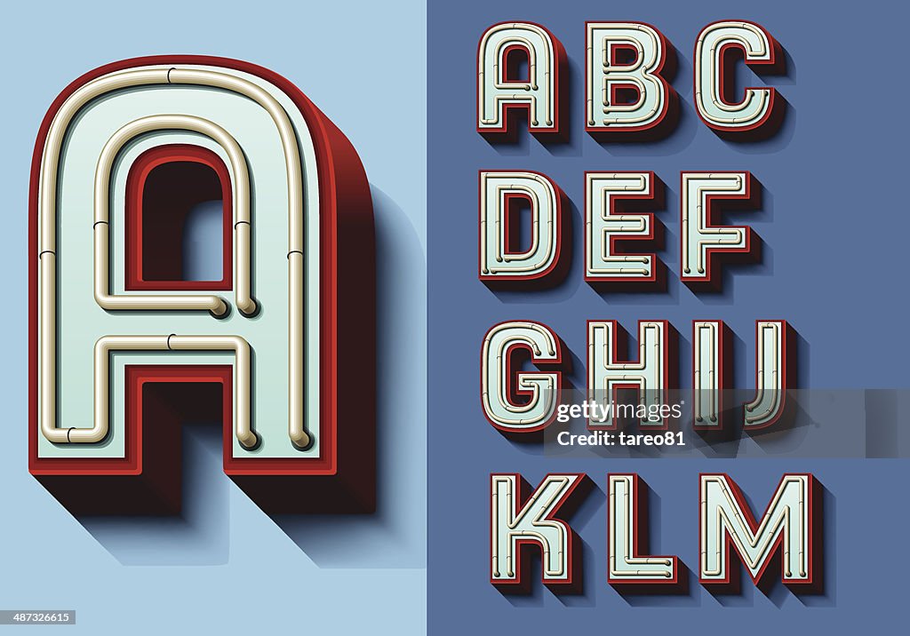 Set of isolated capital letters A—M