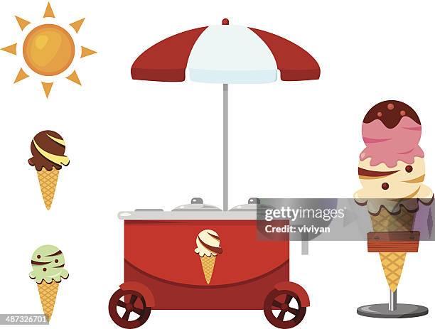 ice cream cart - ice cream scoop stock illustrations