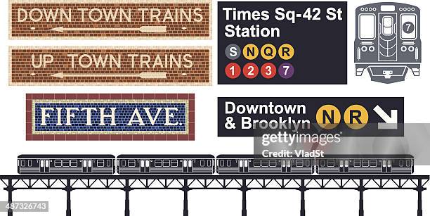 ilustraciones, imágenes clip art, dibujos animados e iconos de stock de metro de nueva york - tren de metro